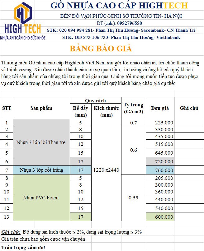 Ván gỗ nhựa cốt than tre